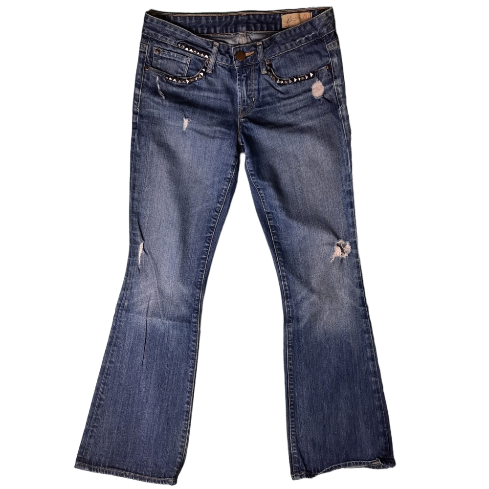 Gap Limited Edition Sexy Boot Distressed Studded Low-Rise Blue Jean SZ 6